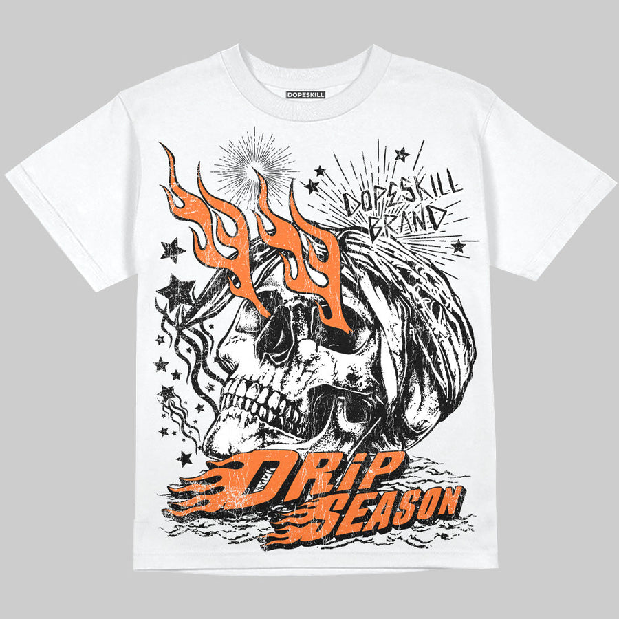 Orange Black White DopeSkill Oversize Print T-Shirt Drip Season Graphic