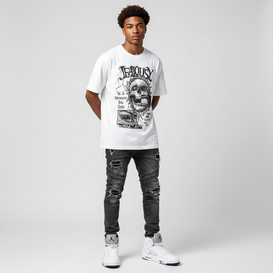 White Metallic 5s DopeSkill T-Shirt Jealousy Graphic
