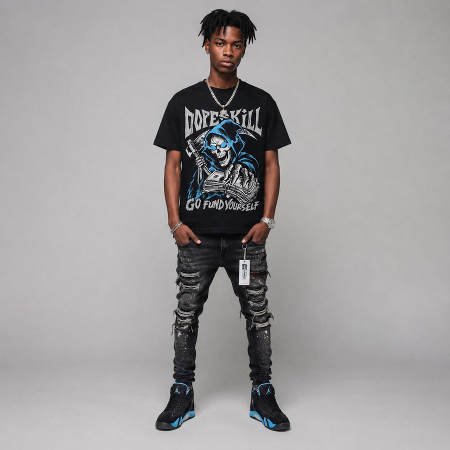 University Blue 14s DopeSkill T-Shirt Go Fund Yourself Graphic