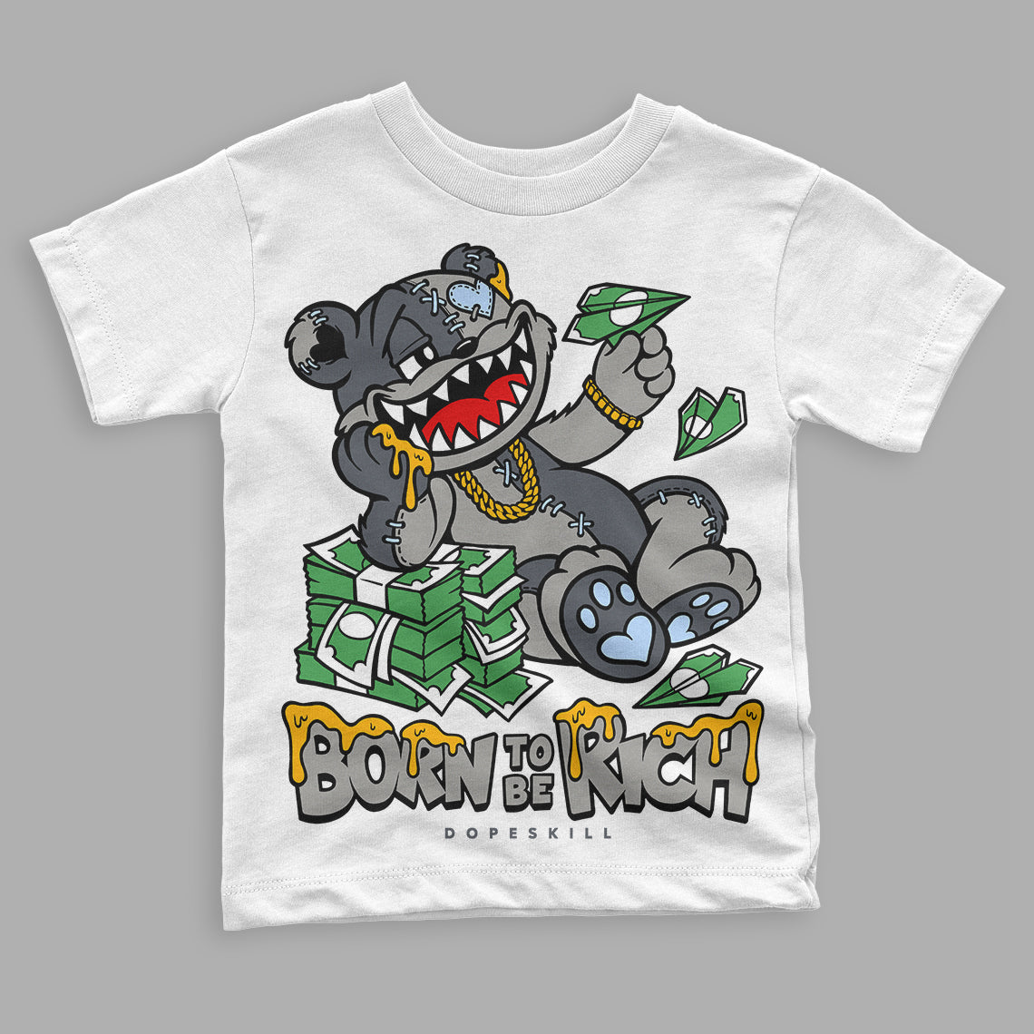 Cool Grey 11s DopeSkill Toddler Kids T-shirt Born To Be Rich Graphic