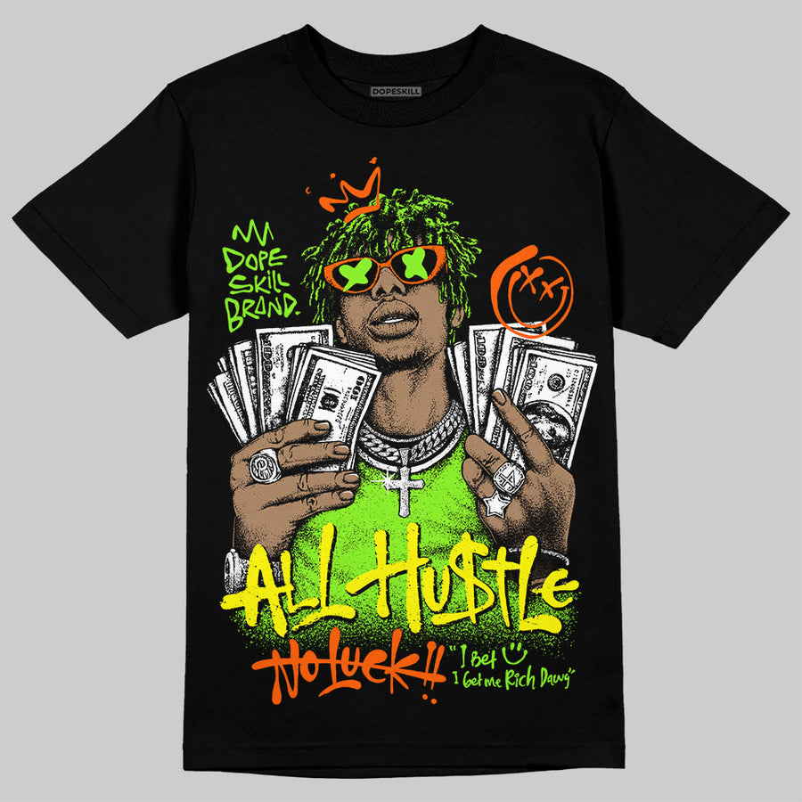 Neon Green 'All Hustle No Luck' DopeSkill Graphic T-Shirt