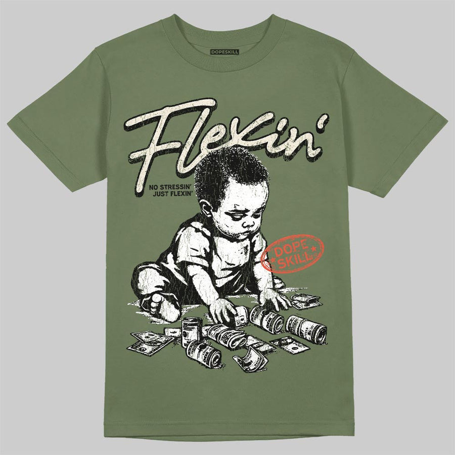 Medium Olive 3s DopeSkill T-Shirt Flexin' Graphic