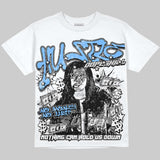 Black University Blue 5s DopeSkill Oversize Print T-Shirt No Money No Lust Graphic