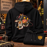 [MADE IN US] We Need A Job Firefighter Hoodie, Skull Firefighter Helmet Graphic Pullover, Gift For Firemen First Responders And Firehouse Crew Classic Cotton 3