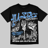 Black University Blue 5s DopeSkill Oversize Print T-Shirt No Money No Lust Graphic