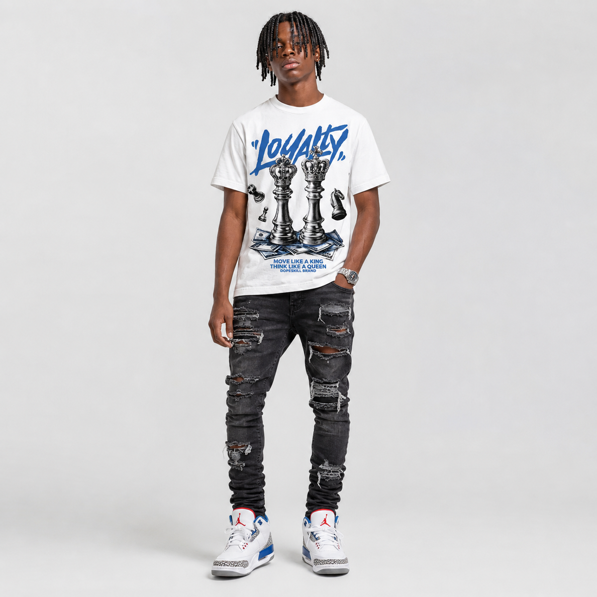 “True Blue” 3s DopeSkill T-Shirt Loyalty Graphic