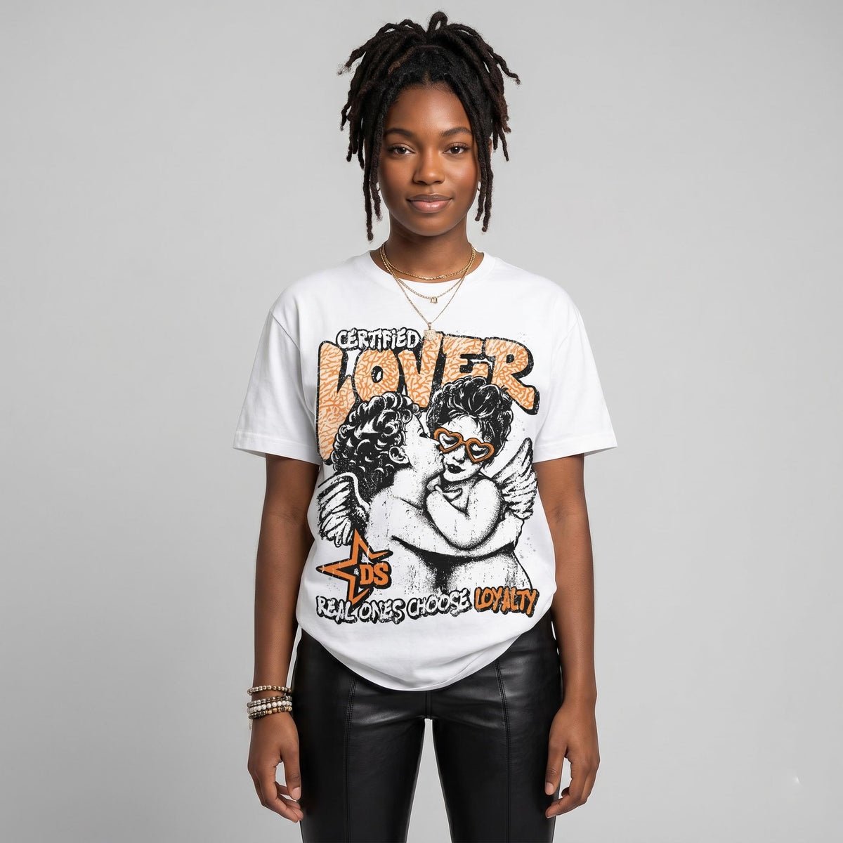 'Orange Citrus' 3s DopeSkill Oversize Print T-Shirt Real Ones Choose Loyalty Graphic