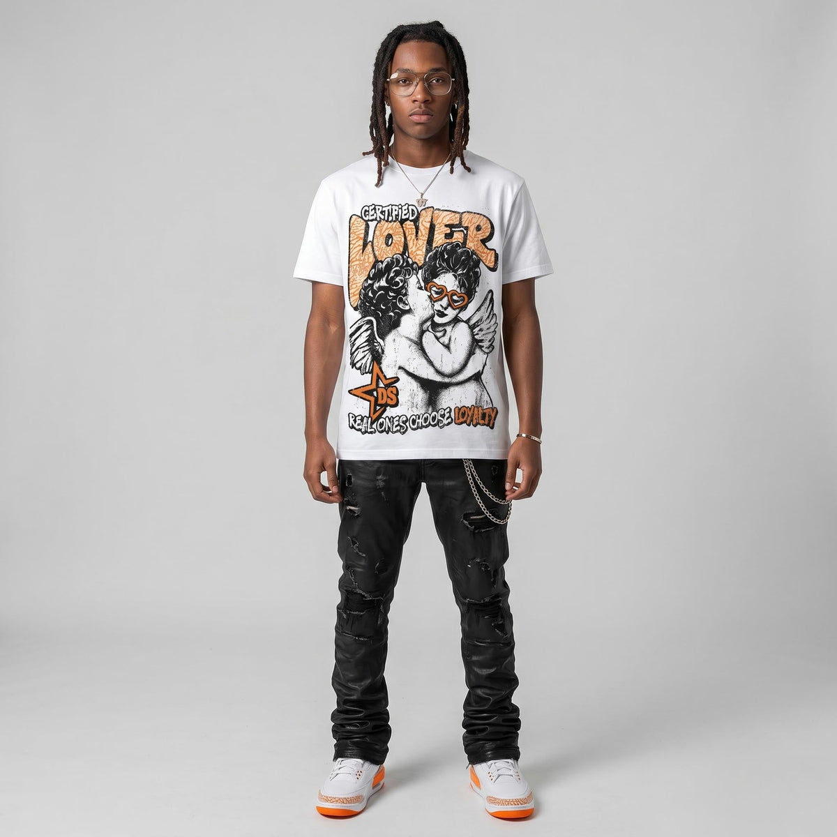 'Orange Citrus' 3s DopeSkill Oversize Print T-Shirt Real Ones Choose Loyalty Graphic