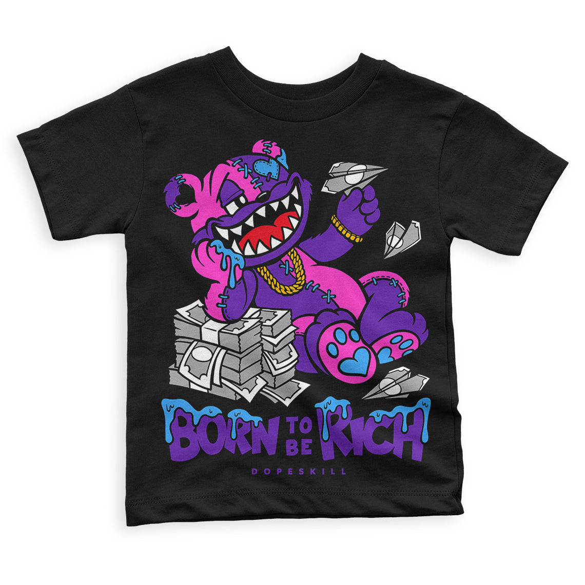 Court Purple 13s DopeSkill Toddler Kids T-shirt Born To Be Rich Graphic