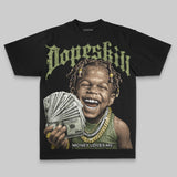 Olive Oversize Print Money Loves Me DopeSkill Graphic T-shirt