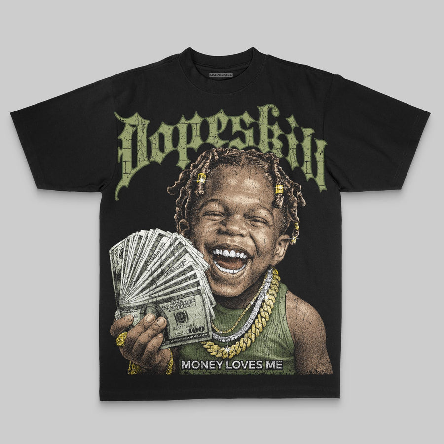 Olive Oversize Print Money Loves Me DopeSkill Graphic T-shirt