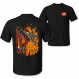 [MADE IN US] Firefighter Ladder Rescue T Shirt, Bold Burning Building And Fire Crew Graphic, Firehouse Work Shirt For Firefighters Rescue Teams And First Responders Casual Classic Cotton Man