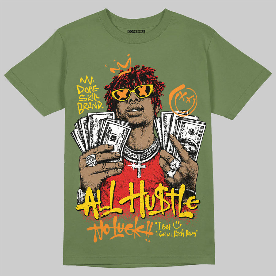 Olive 'All Hustle No Luck' DopeSkill Graphic T-Shirt