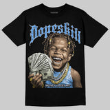 Black University Blue 5s DopeSkill T-Shirt Money Loves Me Graphic