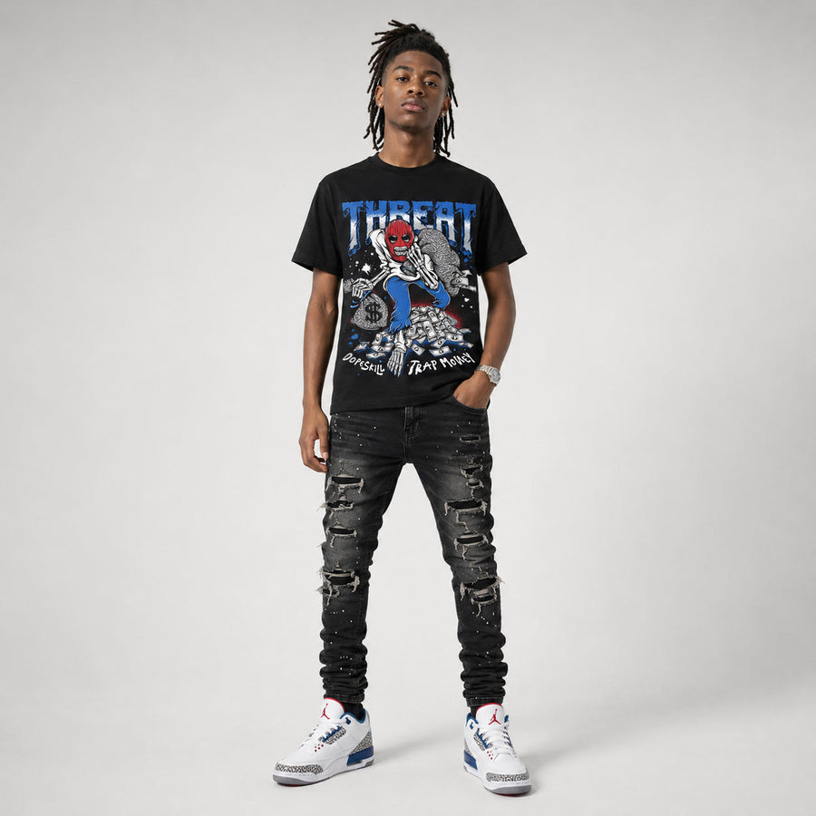 “True Blue” 3s DopeSkill T-Shirt Threat Graphic