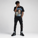 Black University Blue 5s DopeSkill T-Shirt Money Loves Me Graphic