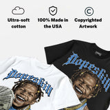 Black University Blue 5s DopeSkill T-Shirt Money Loves Me Graphic