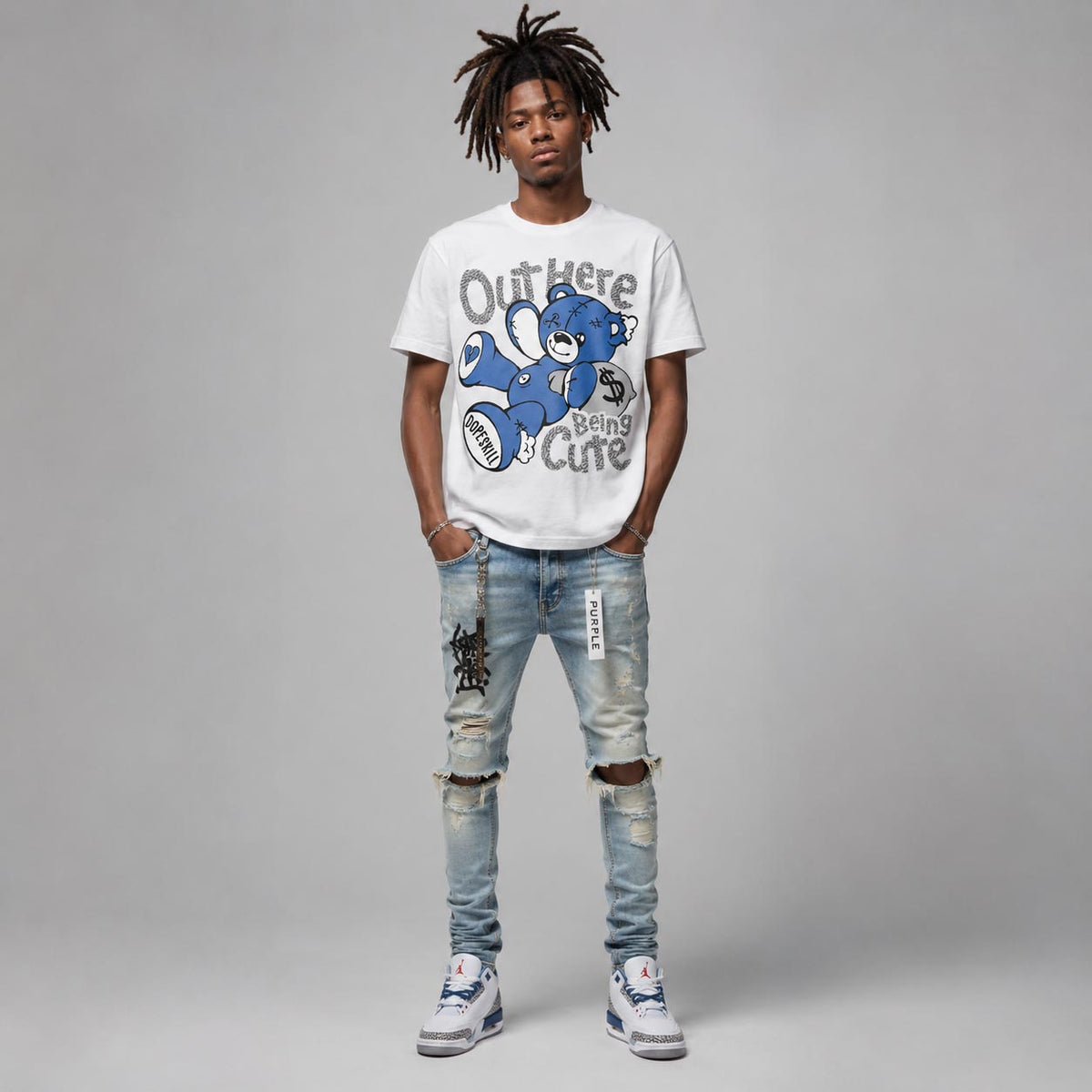 “True Blue” 3s DopeSkill T-Shirt Out Here Being Cute Graphic