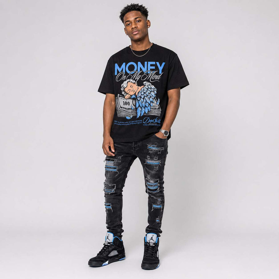 Black University Blue 5s DopeSkill T-Shirt MOMM Graphic