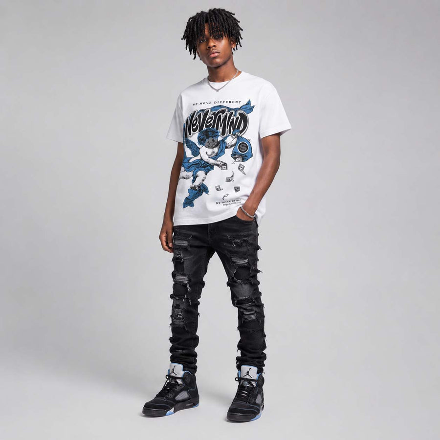 Black University Blue 5s DopeSkill T-Shirt Nevermind Graphic