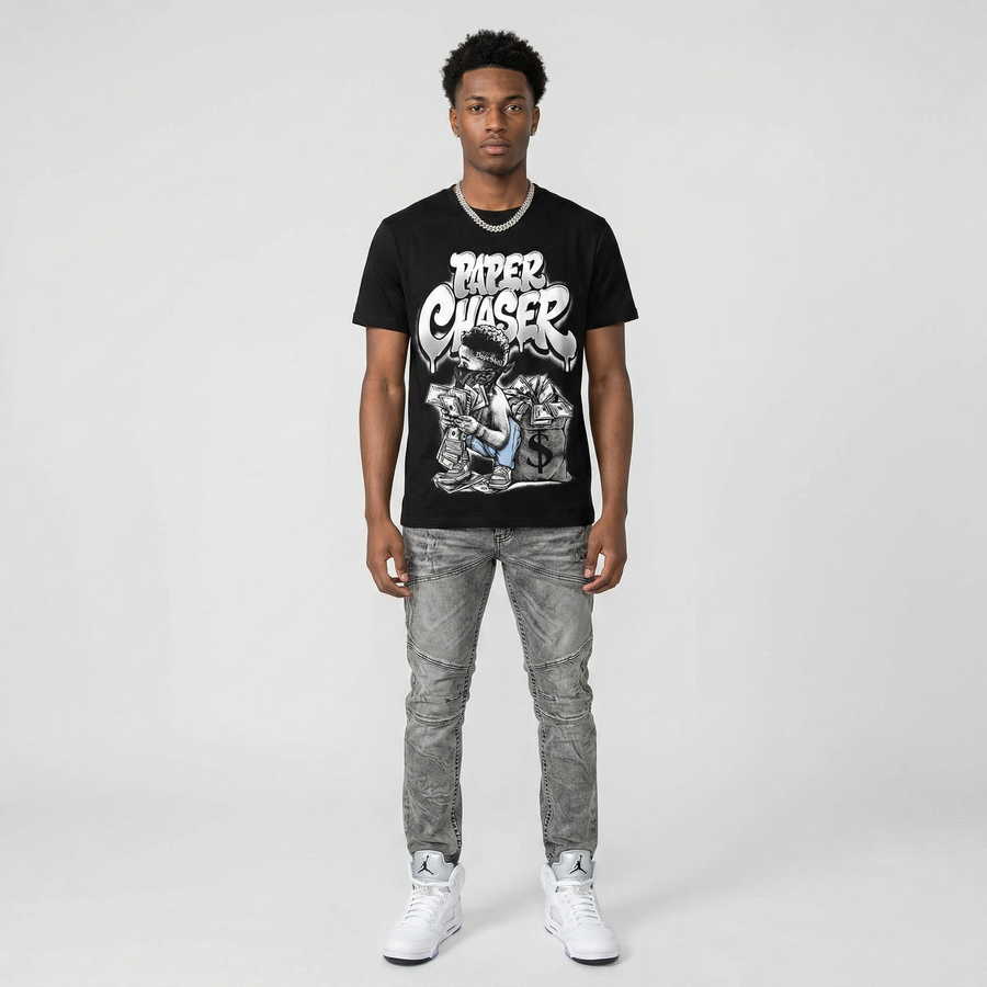 White Metallic 5s DopeSkill T-Shirt Paper Chaser Boy Graphic