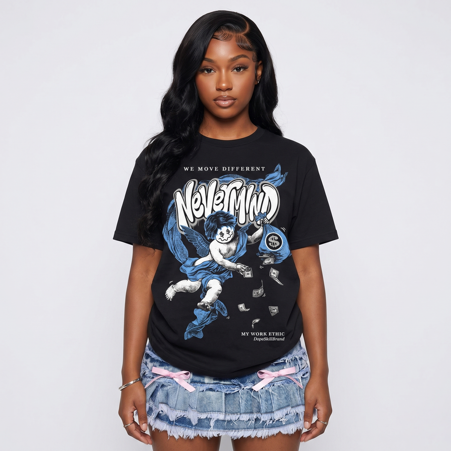 Black University Blue 5s DopeSkill T-Shirt Nevermind Graphic