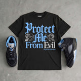 Black University Blue 5s DopeSkill T-Shirt Protect Me From Evil Graphic
