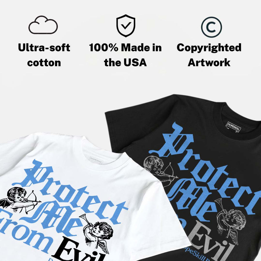 Black University Blue 5s DopeSkill T-Shirt Protect Me From Evil Graphic
