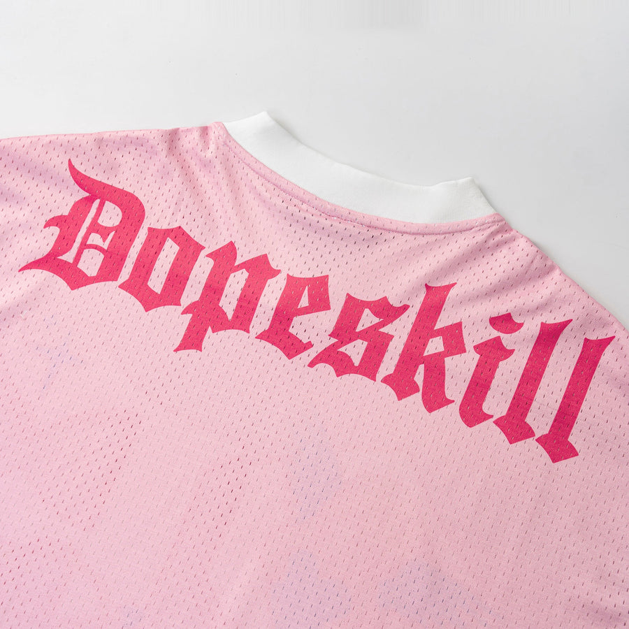 DopeSkill Oversized Jersey Streetwear Graphic Tee Cool V-Neck Pink T-Shirt Angel 26 Graphic