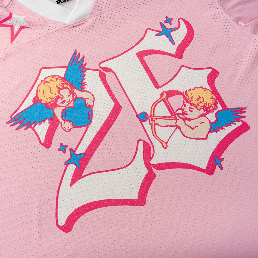 DopeSkill Oversized Jersey Streetwear Graphic Tee Cool V-Neck Pink T-Shirt Angel 26 Graphic