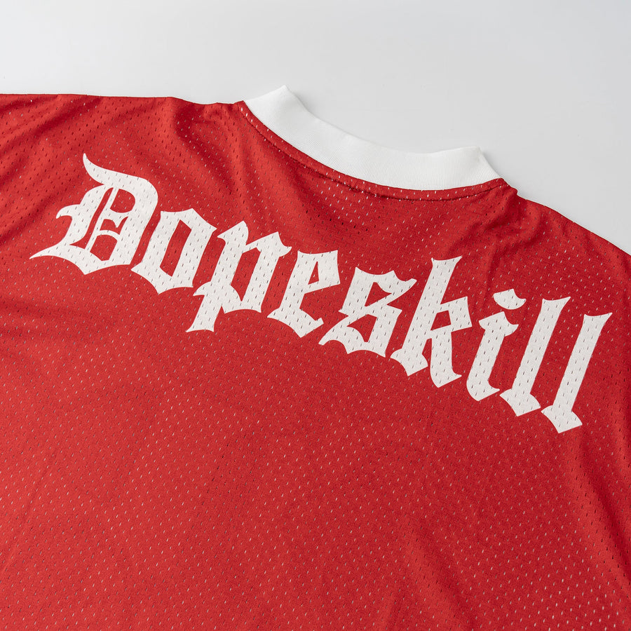 DopeSkill Oversized Jersey Streetwear Graphic Tee Cool V-Neck Red T-Shirt Angel 26 Graphic