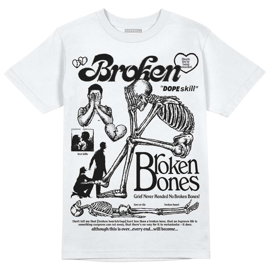 Black and White Collection DopeSkill T-Shirt Broken Bones Graphic