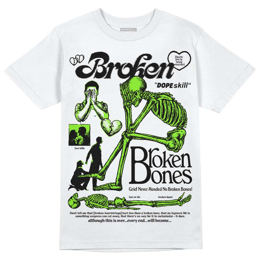 Neon Green Collection DopeSkill T-Shirt Broken Bones Graphic