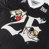 DopeSkill Oversized Jersey Streetwear Graphic Tee Cool V-Neck Black T-Shirt Angel 26 Graphic