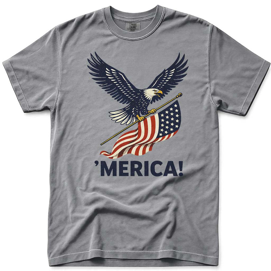 MERICA! USA Flag Patriotic Eagle 4th of July Tee