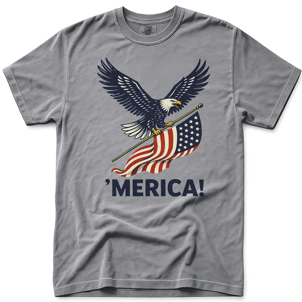 MERICA! USA Flag Patriotic Eagle 4th of July Tee