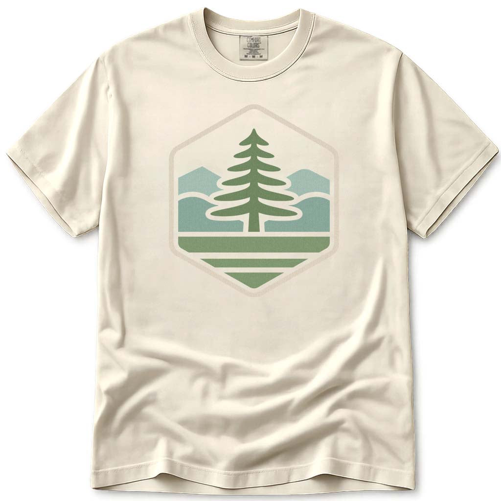 Minimal Pine Tree Mountains Hiking Camping T-Shirt