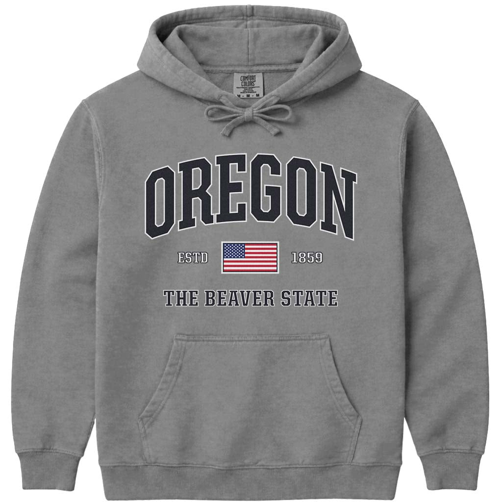 USA Oregon Hoodie Sweatshirt Patriotic American Flag OR Hooded