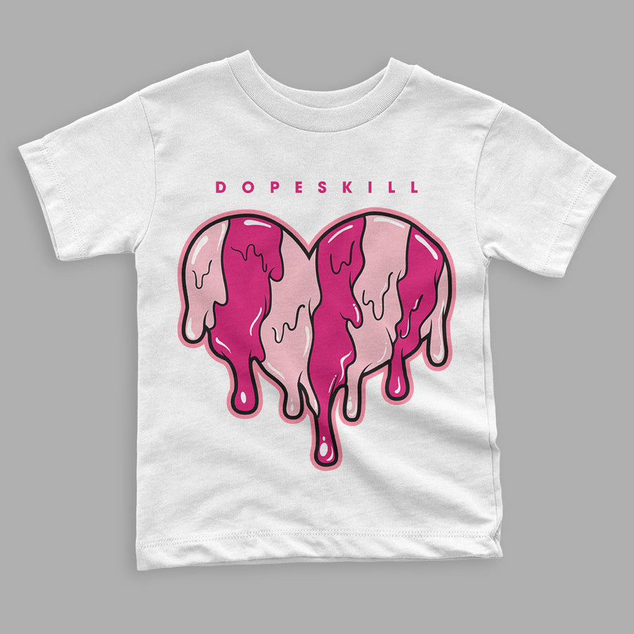 Coral Chalk 1s Mid DopeSkill Toddler Kids T-shirt Slime Drip Heart Graphic