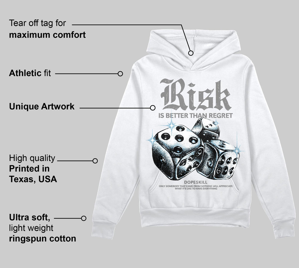 Grey 'Risk Is Better Than Regret' DopeSkill Graphic Hoodie