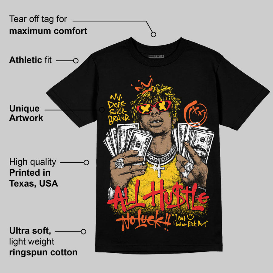 Yellow 'All Hustle No Luck' DopeSkill Graphic T-Shirt