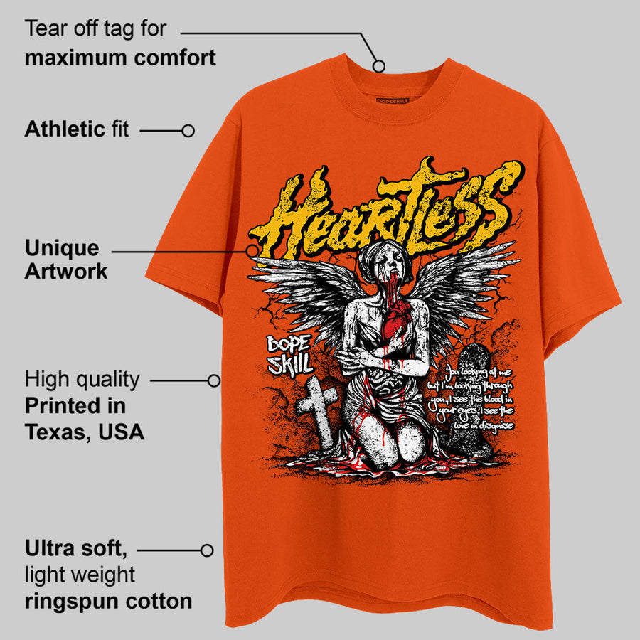 Orange Black White DopeSkill Orange T-shirt Heartless Graphic
