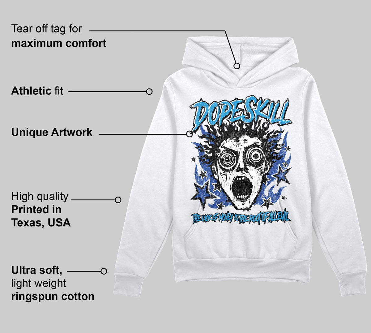 Royal Blue Collection DopeSkill Hoodie Sweatshirt Root of Evil Graphic