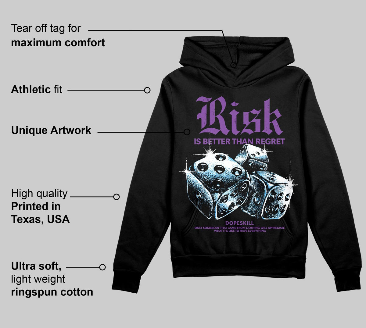 PURPLE 'Risk Is Better Than Regret' DopeSkill Graphic Hoodie