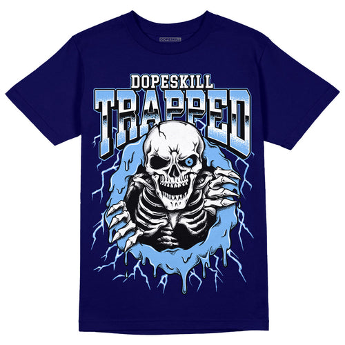 AJ 6 University Blue DopeSkill College Navy T-Shirt Trapped Halloween Graphic