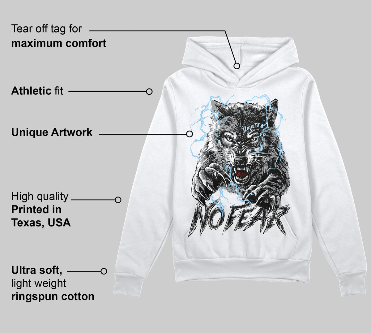 Wolf Grey 5s DopeSkill Hoodie Sweatshirt No Fear Graphic