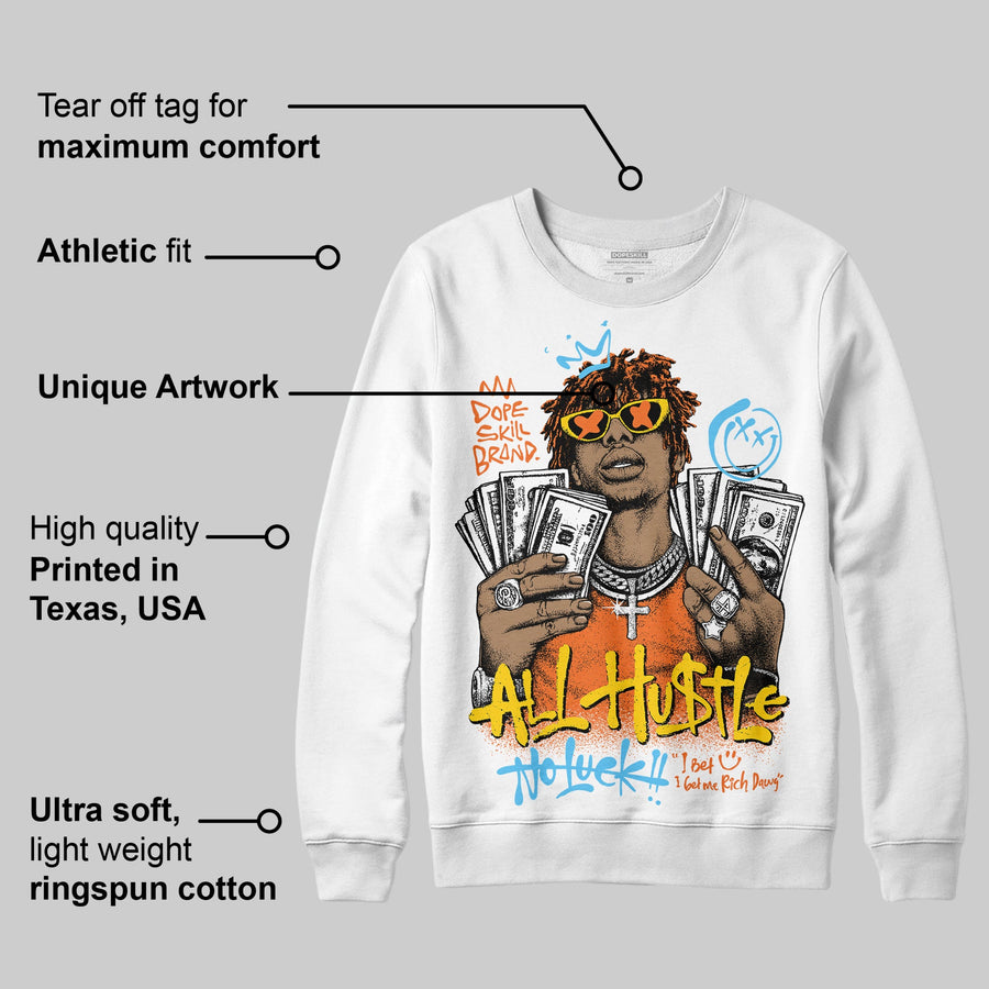 Orange 'All Hustle No Luck' DopeSkill Graphic Sweatshirt