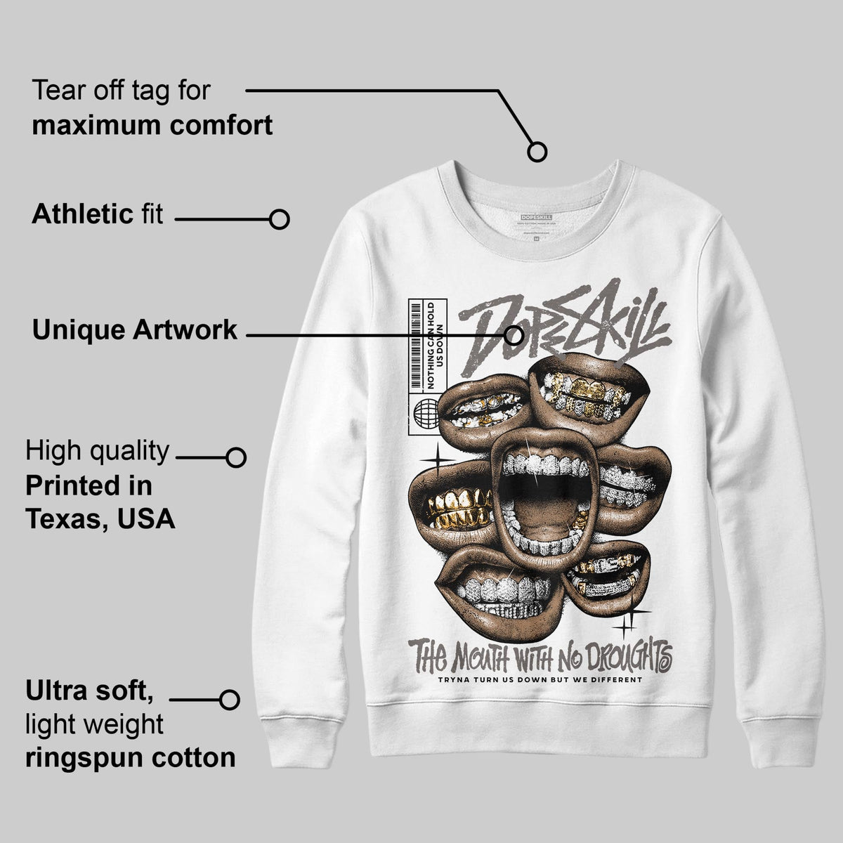 Cave Stone 4s DopeSkill Sweatshirt The Mouth With No Droughts Graphic