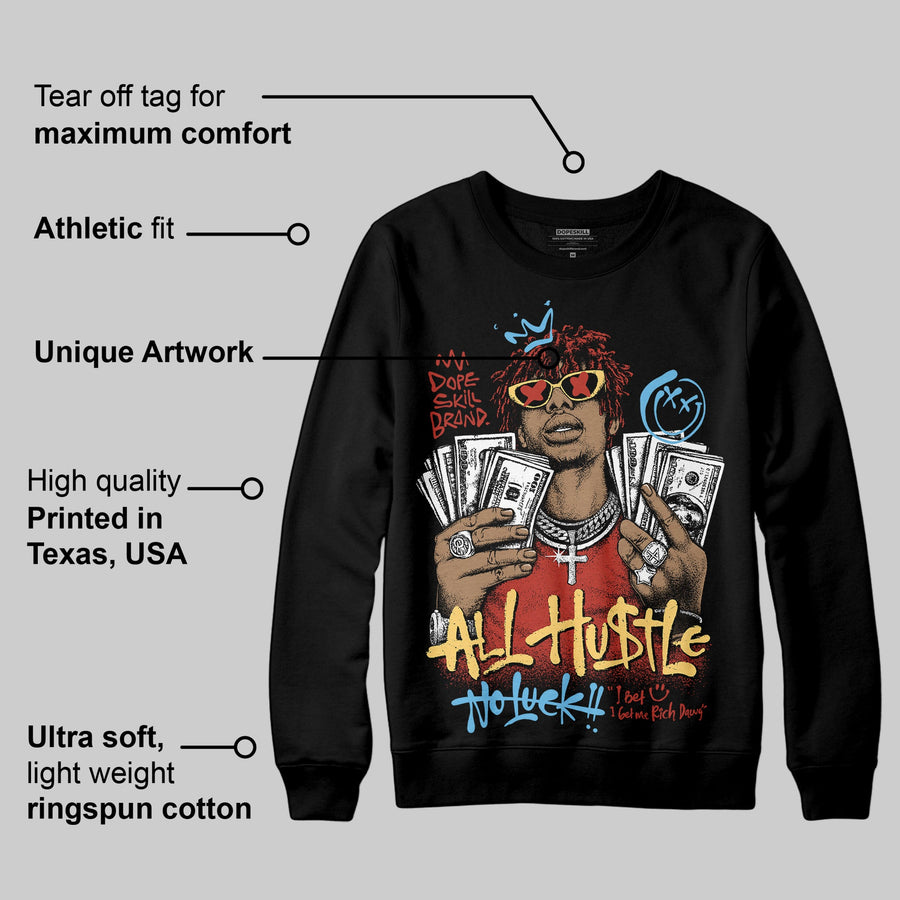 Black/White 'All Hustle No Luck' DopeSkill Graphic Sweatshirt