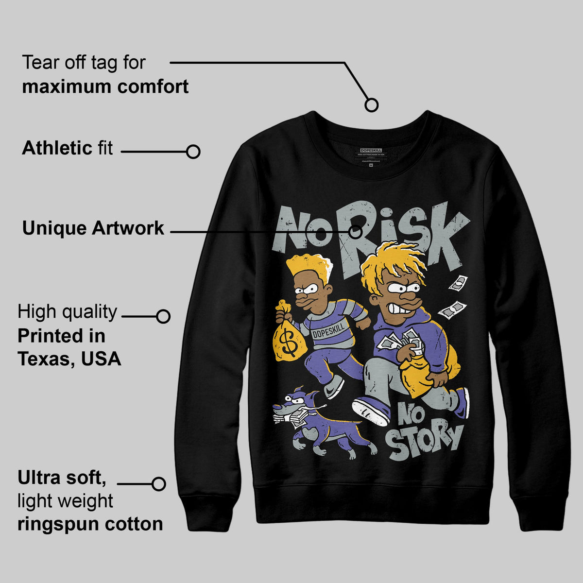 Lakers 4s DopeSkill Sweatshirt No Risk No Story Graphic